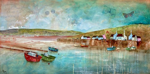 Navigating the Harbour by Keith Athay - Varnished Original Painting on Box Canvas